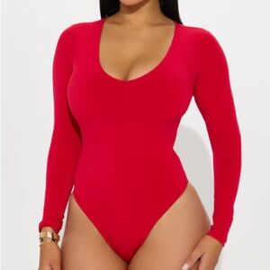 •Obsessed With Me• Long Sleeve Red Bodysuit